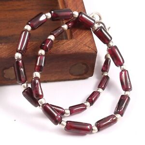 Natural Garnet Beads Bracelet Garnet Pipe Shape Beads Bracelet 3x6-4x9 MM 7"