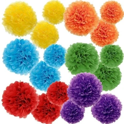 16" Tissue Paper Pom Poms Flower Balls Garland Wedding Party Xmas Hanging Décor - Image 1 of 4