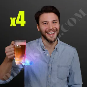 4x STIVALI DA COWBOY 16 oz. Illuminazione LED Lampeggiante Bicchiere Festa Bere DIVERTIMENTO ~ - Foto 1 di 2