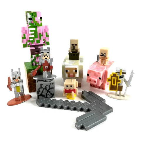 Minecraft Figures Zombie Pigman Animals Blocks Plastic Metal (Lot of 13) Cover