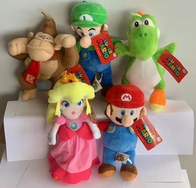 Boneca de pelúcia Super Mario Luigi Princesa Peach Yoshi DK brinquedo de pelúcia 10-12” nova - Imagem 1 de 1