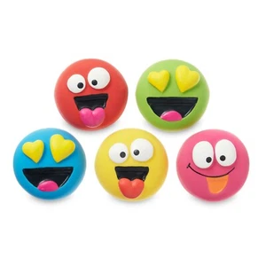 5 Pack Latex Dog Puppy Squeaker Toy SMALL Squeaky Funny Face DISC Balls 2.2"  - Picture 1 of 3