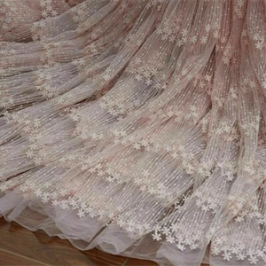 Rete pizzo fiori tessuto ricamato sartoria fai da te tenda matrimonio sposa - Foto 1 di 13