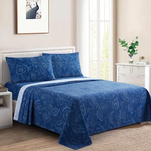 Printed 600 Thread Count Soft Deep Pocket Hotel Standard Long Staple Cotton Blen - Picture 1 of 8
