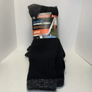 Dickies 3 Pairs Steel Toe Acrylic Heavy Weight Thermal Crew Socks Black (6-12) - Picture 1 of 6