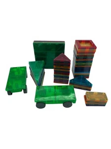 Magnetic Building TilesLot Of 70 Multicolored &multi Shapes EUC - Picture 1 of 1
