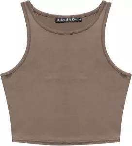 Women'S Basic Crop Tops Stretchy Casual Crew Neck Sleeveless Crop Tank Top - Picture 1 of 29