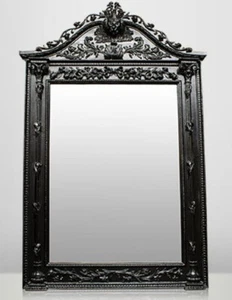 Casa Padrino Barock Spiegel Schwarz Barockstil Spiegel Löwenkopf Holz Löwe - Bild 1 von 5