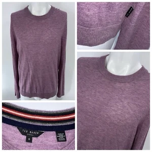 Ted Baker London Sweater Men Sz 6 Lavender Wool Nylon Cashmere Crew YGI W4-220 - Picture 1 of 13