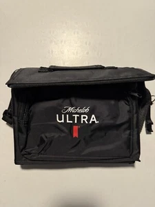 Michelob Ultra Beer 6 Pack Lunch Carrier Box Insulated Cooler Collapsible Black - Picture 1 of 7