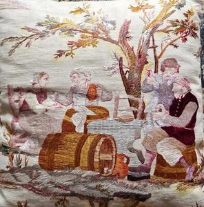 HOUSSE DE COUSSIN 39x39CM brodé sur TOILE DE JOUY - Photo 1/5