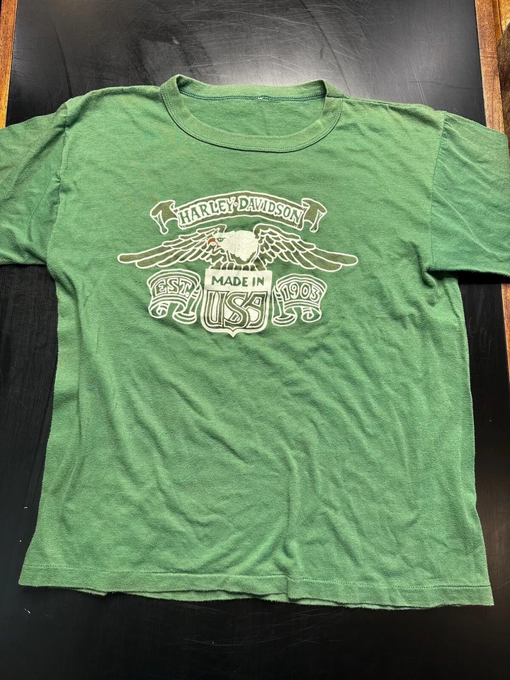 Camiseta Harley Davidson Años 80 Verde Se Ajusta Pequeña  Foto 1 de 4