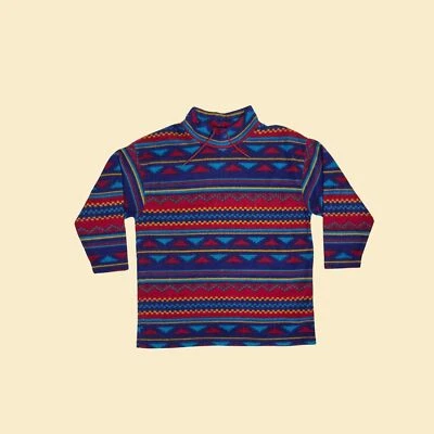 Sudadera Mujer Vintage Años 90 Polar, Talla 1X Geométrica/Suroeste Noroeste Azul Foto 1 de 4