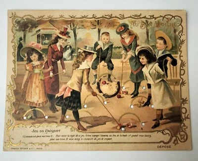 Chromo a Systeme Jeu de Croquet au Bon Marche Paris French Victorian Trade Card - Photo 1/4