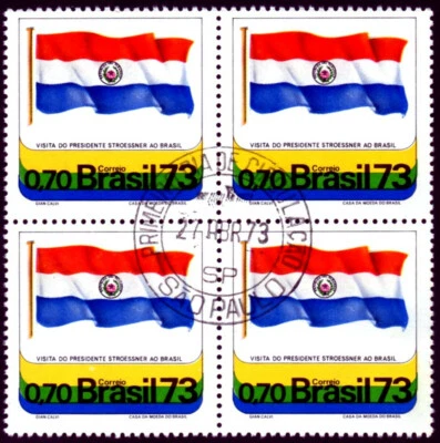 1280 BRAZIL 1973 VISIT PRES.ALFREDO STROESSNER OF PARAGUAY,  CANCELED 1st DAY NH - Image 1 of 2