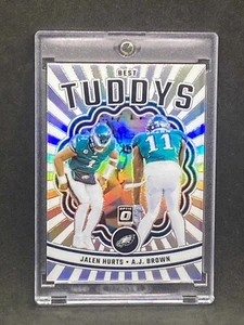 Jalen Hurts AJ Brown RARE DUAL  REFRACTOR INVESTMENT CARD SSP PANINI EAGLES MINT - Picture 1 of 2