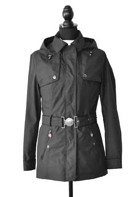 B5 NEW WELLENSTEYN Miami Black Self Belted Removable Hood Parka Jacket Size XS - Image 1 of 4