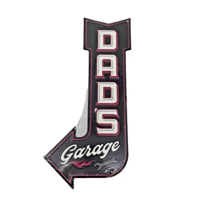 Letrero metálico flecha curva garaje papá divertido letrero de garaje vintage para papás nuevo sellado - Imagen 1 de 7