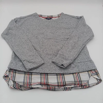 Izod Top Womens Small Gray Faux Plaid Long Sleeve - Image 1 of 4