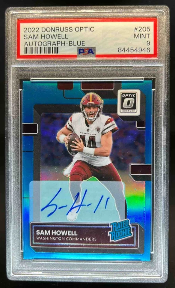 2022 Donruss Optic Sam Howell Rated Rookie Auto Blue RC #94/99 PSA 9 - Image 1 of 2