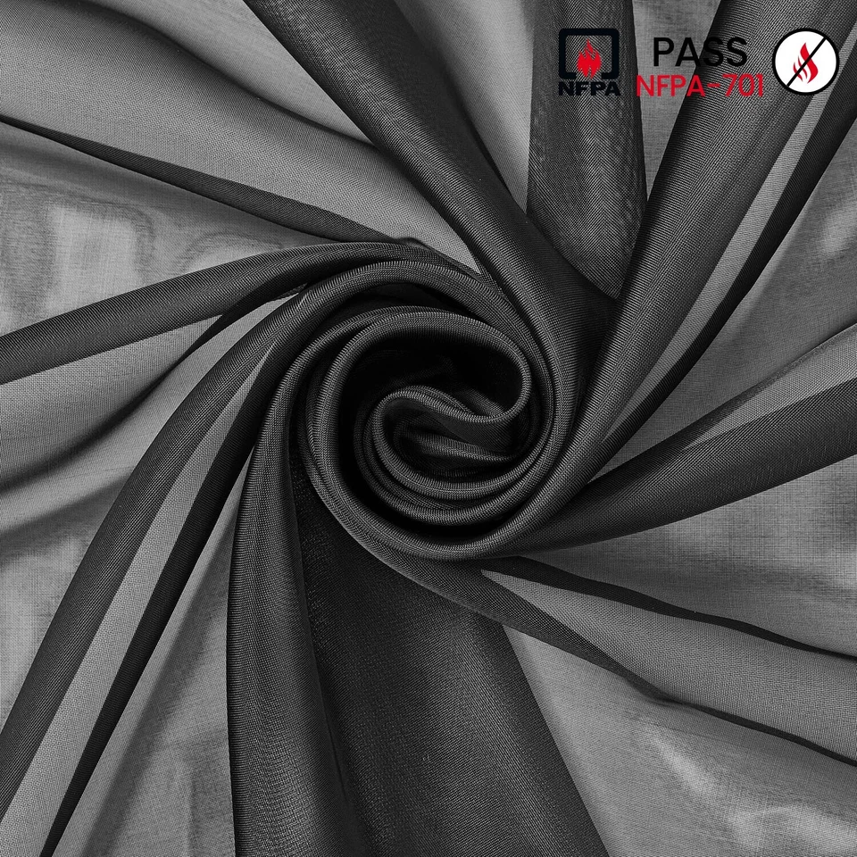 FR Tela de gasa transparente ignífuga 118" ancho cortina cortinas ropa por comprar Foto 1 de 1