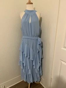 Elegant Light Blue Ruffled Dress NEW WITH TAGS SIZE 14 - Picture 1 of 6
