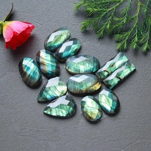 Lote de 6 pares de piedras multifuego corte labradorita natural 196 quilates 15x20-15x27 mm #R-12697 - Imagen 1 de 7