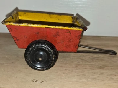 CARRITO DE GRANJA MARX AÑOS 50 6" AMARILLO Y ROJO CARRO RUEDAS DE METAL NEGRO Foto 1 de 4