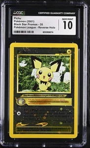 CGC 10 GEM MINT Pichu Black Star Promo 35 Reverse Holo Pokemon Card - Picture 1 of 2