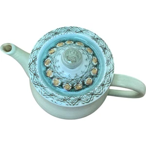 FRANCISCAN Saraband Teapot Green Decorative Lid No Chips Cracks Used TH3 - Picture 1 of 10
