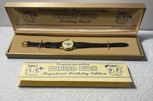 VTG Donald Duck Birthday Commemorative Edition Watch Bradley Disney Girl Leather - Picture 1 of 11