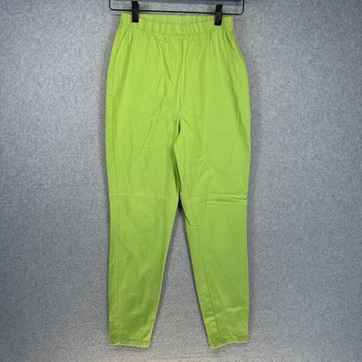 Calça jeans feminina tamanho XS verde limão elástica cintura elástica elástica elástica  - Imagem 1 de 4