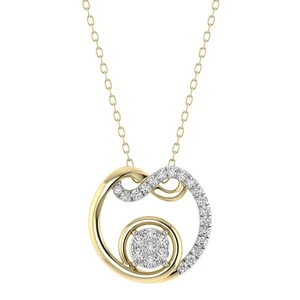 10K Yellow Gold 0.20Ct Round Cut Diamond Pendant for Women's - Picture 1 of 4