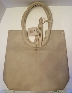 ULTA Beauty Large Tote Purse Bag Sand Beige With Tassel  NWT 21" Handles 14" W  - Picture 1 of 2