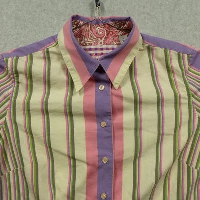 Camisa Robert Graham Mujer Pequeña Rayas Abotonada Acento Paisley Multicolor Foto 1 de 4