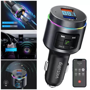 Bluetooth5.0 FM Transmitter QC3.0 LED Backlit Wireless Radio Adapter MP3 Player - Picture 1 of 11