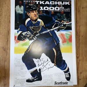 Keith Tkachuk 1000th Point Autographed Poster  St. Louis Blues Rare Hockey