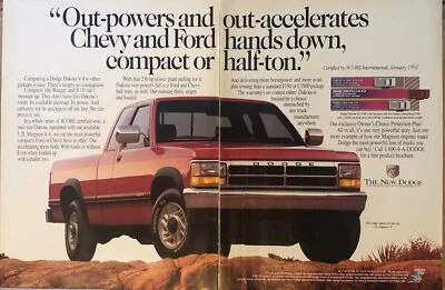 Dodge Dakota LE 1993 camioneta cabina club anuncio impreso potencia Ford y Chevy de colección años 90 Foto 1 de 4