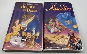 Beauty and the Beast + Aladdin VHS 1992 Black Diamond The Classics