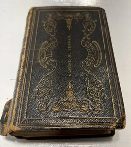 Apellido de la Era de la Guerra Civil Biblia en Relieve Firmado Alfred Bergen Nueva Jersey 1856 - Imagen 1 de 5