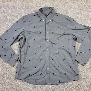 Chaps Shirt Mens 2XL Gray Long Sleeve Button Down All Over Deer Pattern - Picture 1 of 7