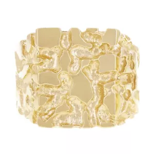 Herren 14k Gelbgold Quadratischer Nugget Ring Größe 10,5 - 16,4 mm 11,3 Gramm - Bild 1 von 5