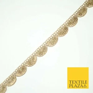 Botín de lentejuelas dorado claro borde festoneado cinta encaje Gota 1,5 cm ancho X560 - Imagen 1 de 3