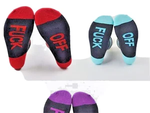 Divertidos calcetines eff-off a rayas con estampado F-Off - Imagen 1 de 6