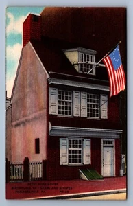 Postkarte Vintage Pennsylvania Betsy Ross Geburtsort Stars And Stripes Philadelphia - Bild 1 von 2