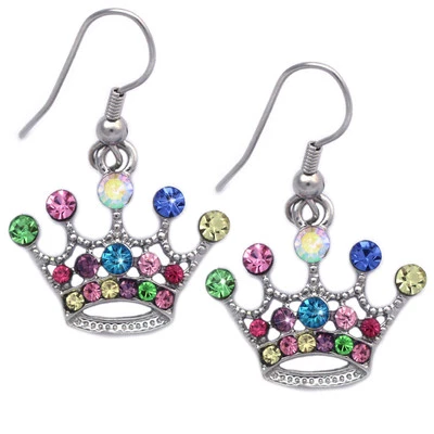 Colorida Tiara Corona Princesa Dije Gancho Pendientes Niña Moda Joyería e2037h Foto 1 de 4