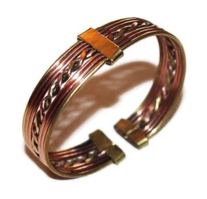 Wrap Design Unisex Brass and Copper Twisted Wire Bracelet - Made in Kenya #02 - Picture 1 of 3