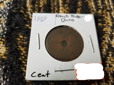 French Indo-China 1 Centime 1909 Circulated (Low Grade) Tariff Incl - Image 1 of 2