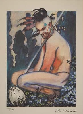 Milo MANARA : Indien à la lance, Lithographie signée - Photo 1/4