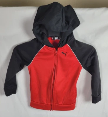 Puma Kids Jacket Hoodie Red Black Full Zip XXS 3/4 - Image 1 of 4